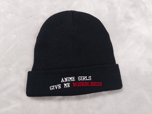 Anime Girls Give me Nosebleeds Embroidered Beanie