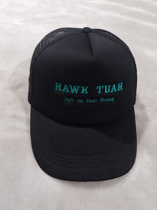 Hawk Tuah Embroidered Mesh Back Trucker Cap