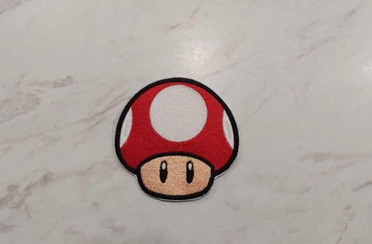 Red Mario Mushroom Iron-on/Sew-on Embroidered Patch
